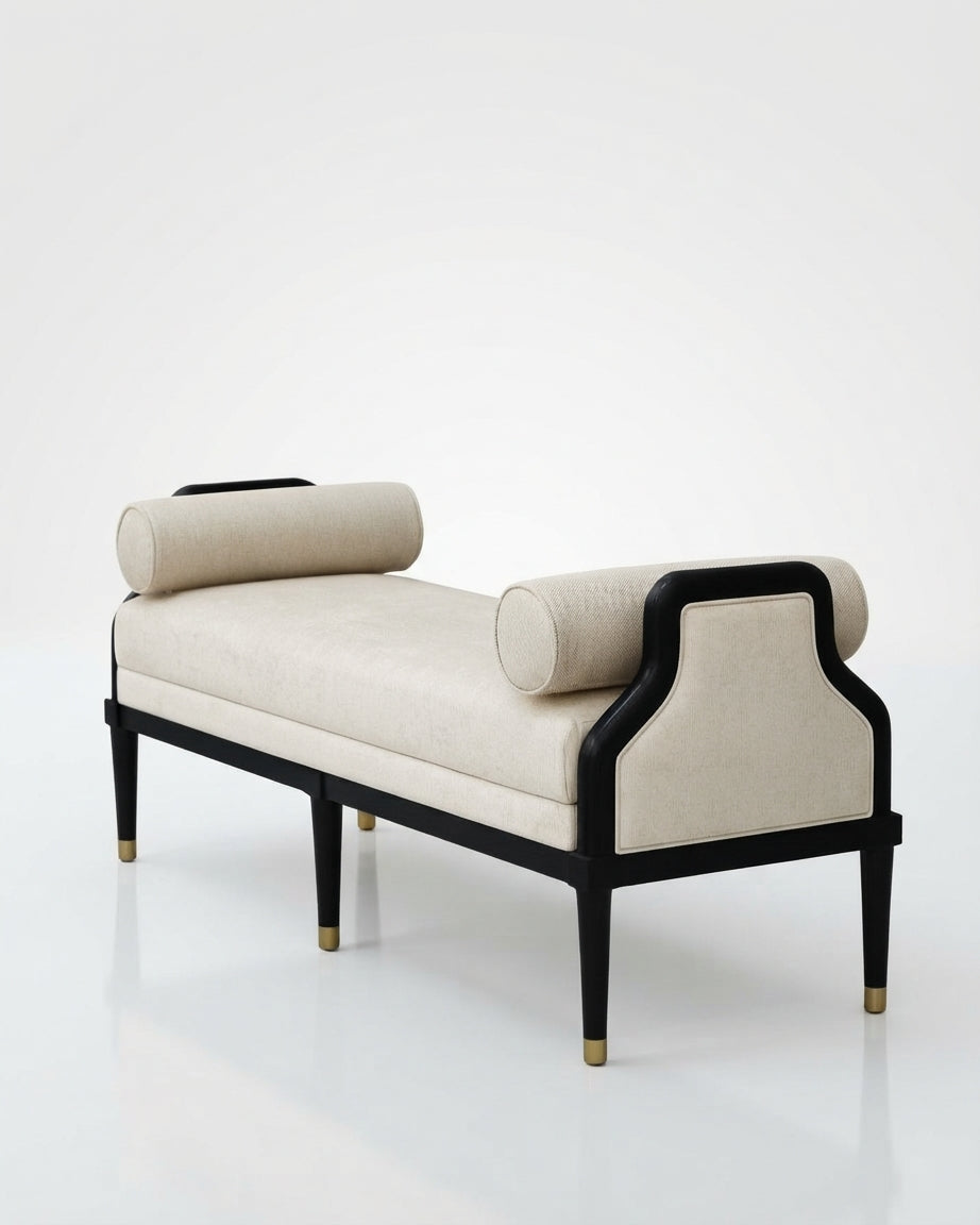 Bolster Pillows and Black-Gold Frame