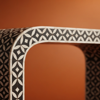 Arched Geometric Bone Inlay Console