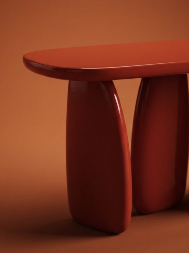 Modern Sculptural Red Console