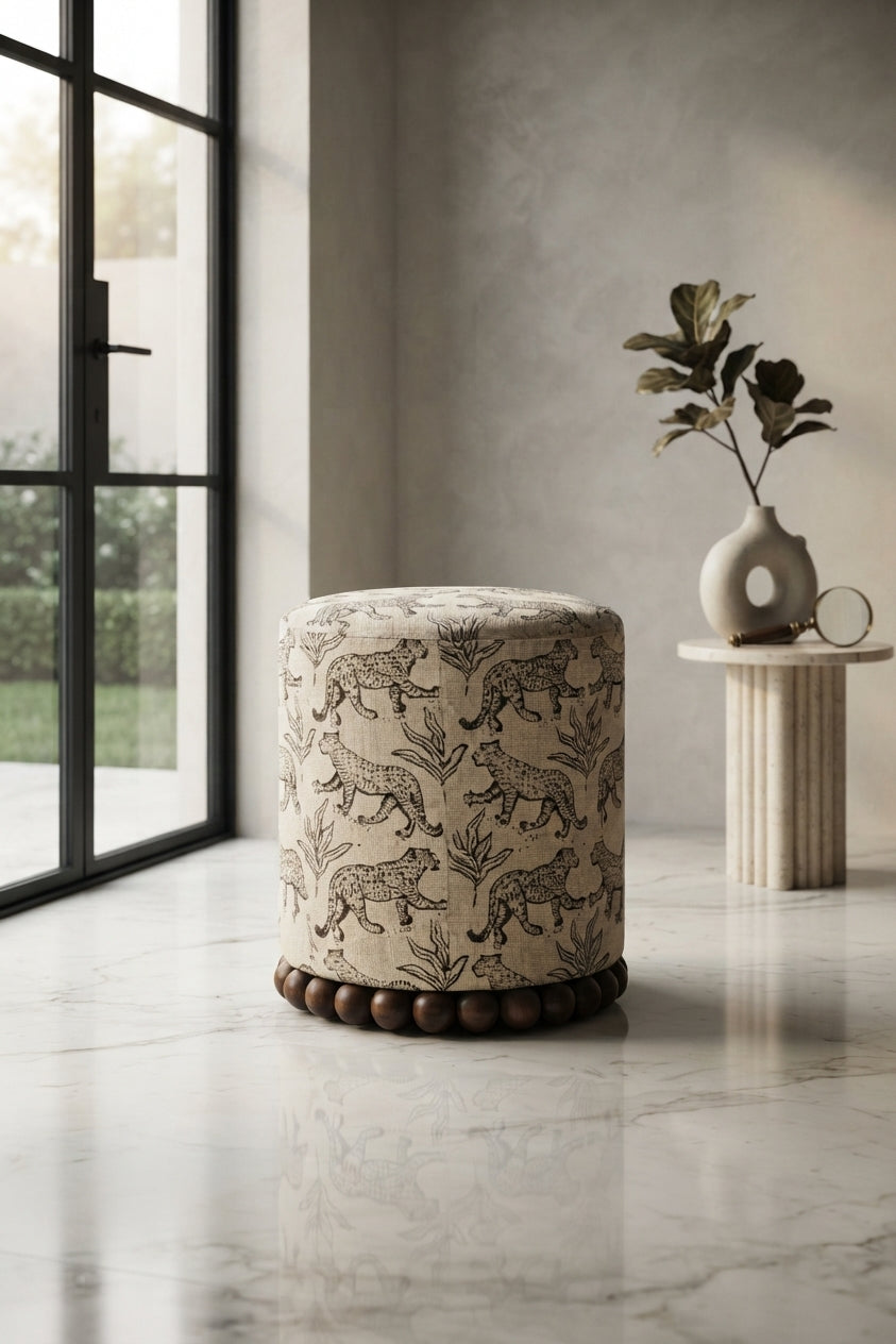 Safari Chic Round Pouf Stool