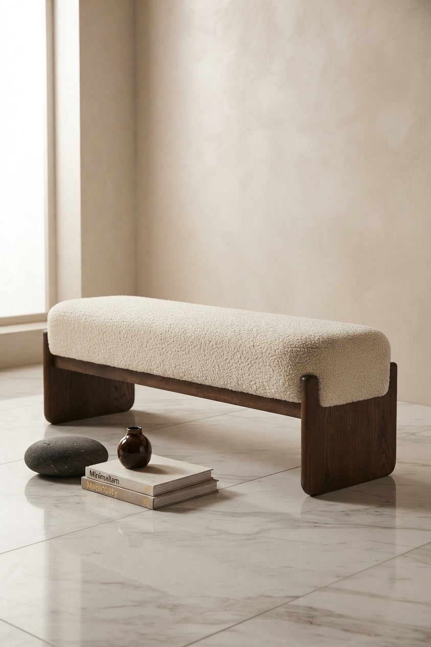 Modern Bouclé Entryway Bench