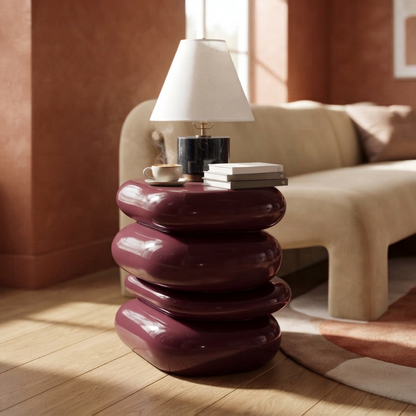 Burgundy Stacked Pebble Side