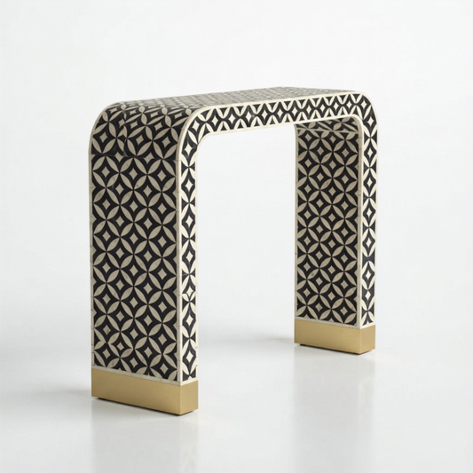 Arched Geometric Bone Inlay Console