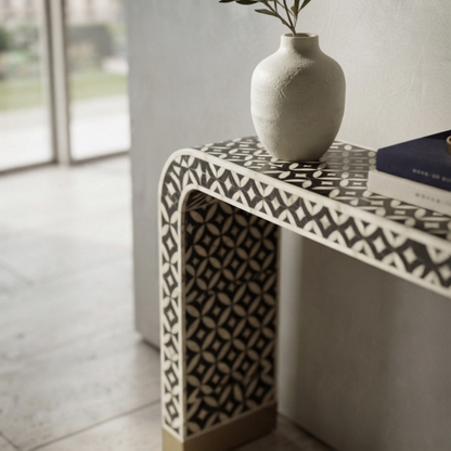 Arched Geometric Bone Inlay Console