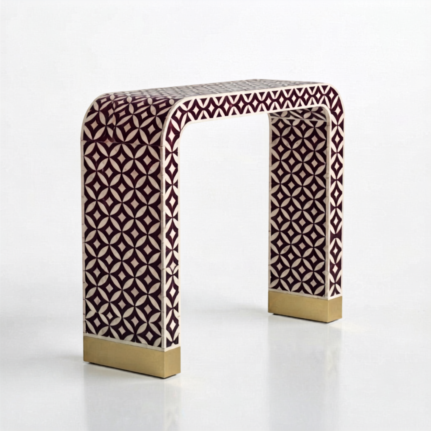 Arched Geometric Bone Inlay Console