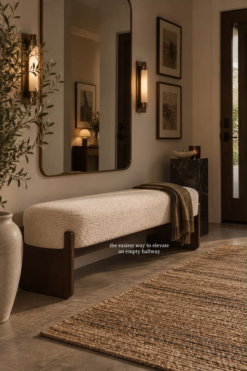 Modern Bouclé Entryway Bench