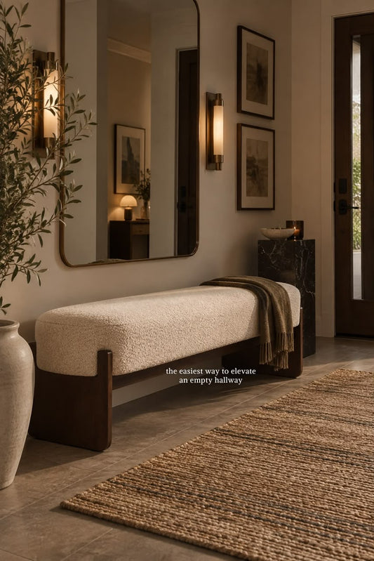 Modern Bouclé Entryway Bench